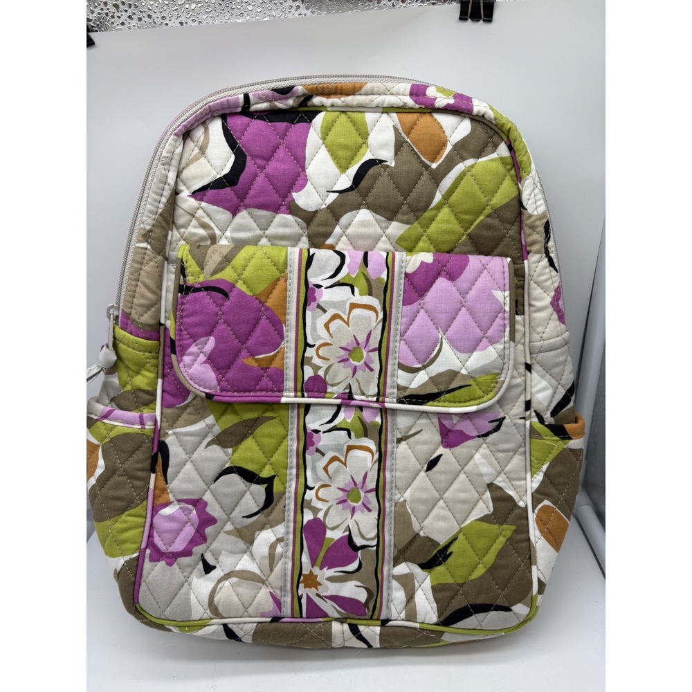 Vera Bradley Flowers Cotton Small Backpack Floral Green Purple Portobello Road